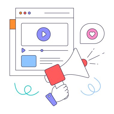 İleti ve megafon vektör illüstrasyon tasarımlı akıllı telefon