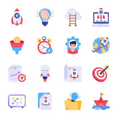 iş düzlüğü simgeleri, vektör illüstrasyonu