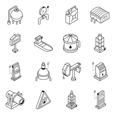 Endüstriyel simgelerin vektör illüstrasyonu