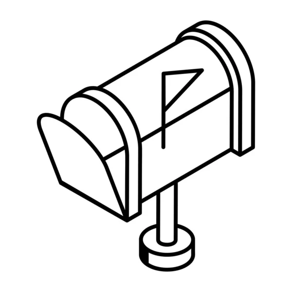 Значок Почтового Ящика Контурная Иллюстрация — стоковый вектор