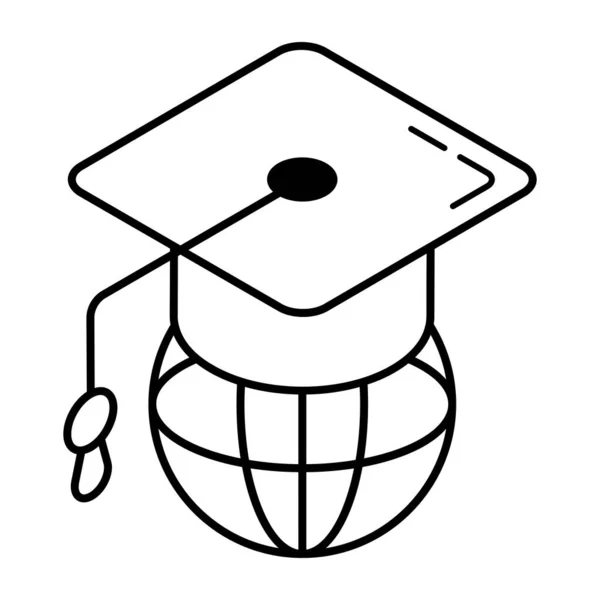 Tappo Graduazione Con Disegno Illustrazione Vettoriale Globo — Vettoriale Stock