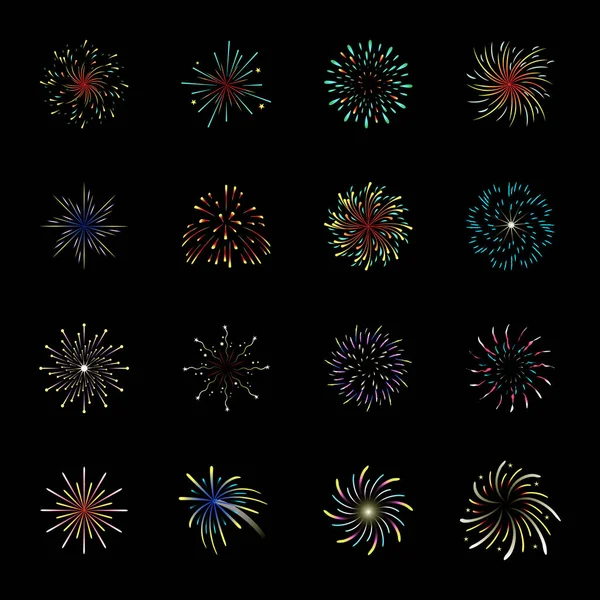 Fireworks Black Background — Stock Vector