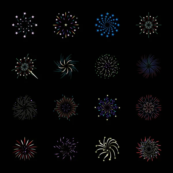 Fireworks Black Background — Stock Vector