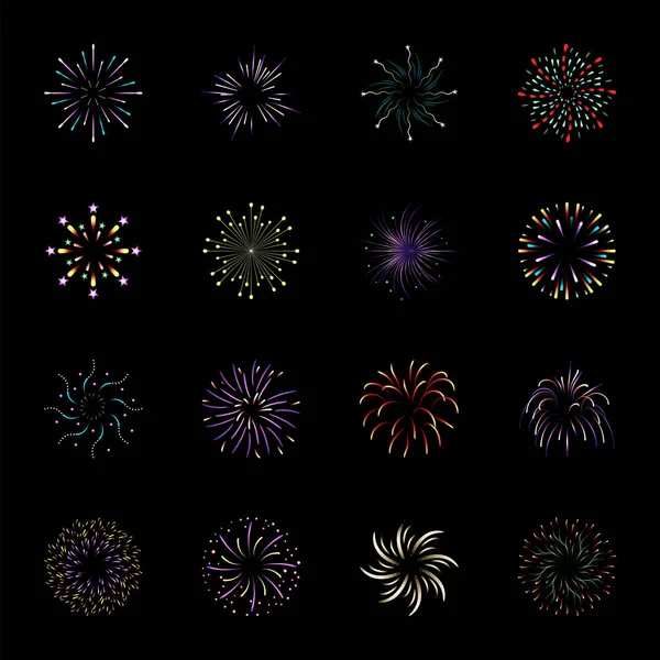 Feux Artifice Sur Fond Noir — Image vectorielle