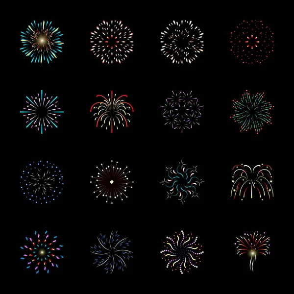 Feux Artifice Sur Fond Noir — Image vectorielle