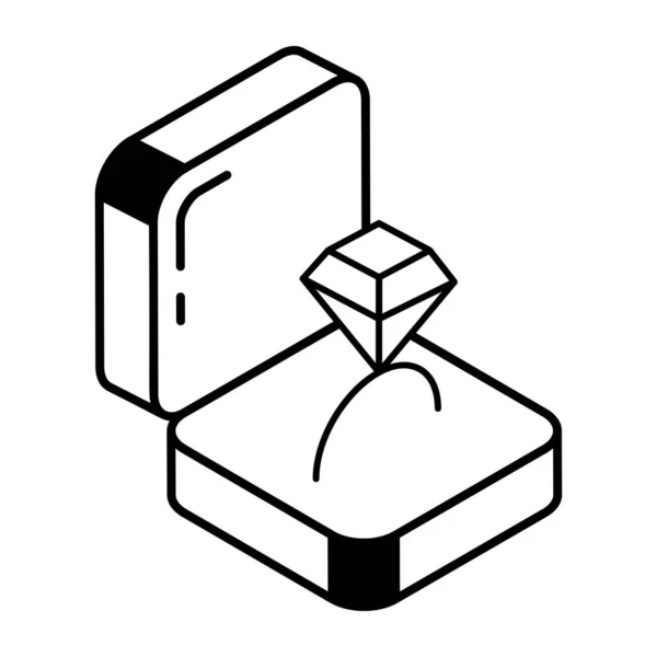 Anillo Diamante Icono Caja — Vector de stock