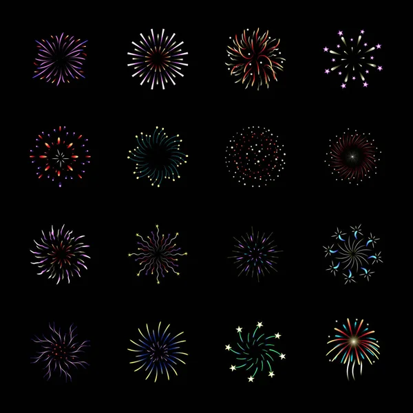 Fuegos Artificiales Sobre Fondo Negro — Vector de stock