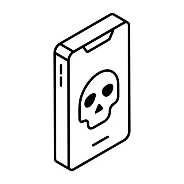 頭蓋骨の死んだ電話のアイコンベクトルイラストシンプルなデザイン — ストックベクタ