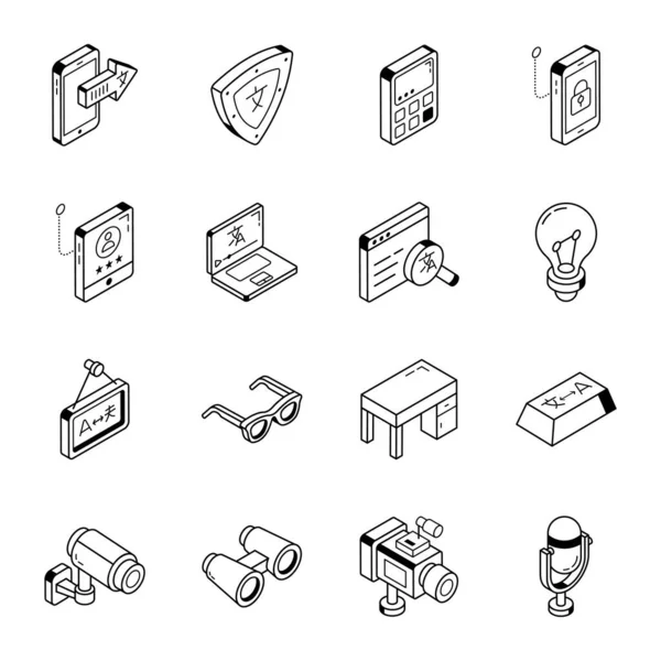 Conjunto Iconos Educación Línea Ilustración Vectorial Diseño Simple — Vector de stock