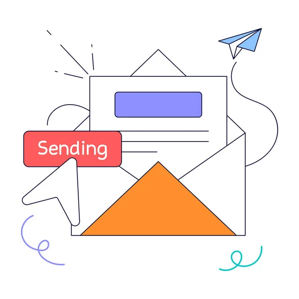 Mensagem Mail Com Envelope Ilustração Vetorial Design Simples — Vetor de Stock