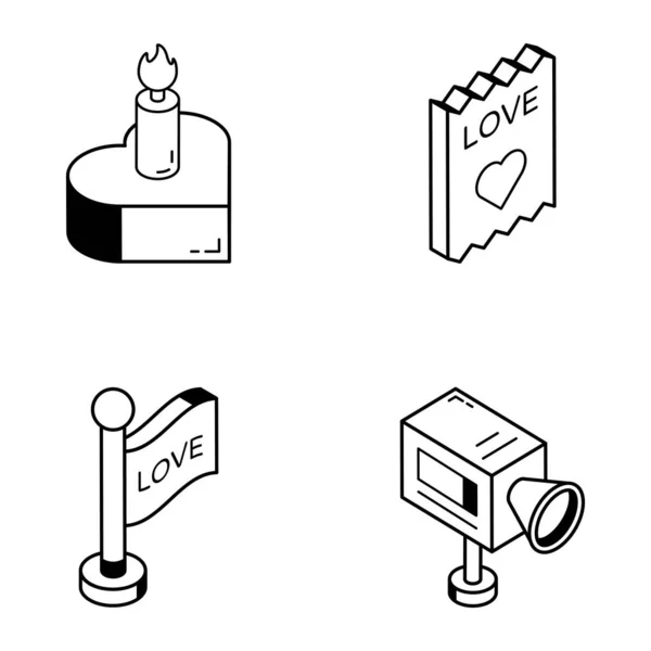 Set Love Concept Icons Vector Illustration Simple Design — Stock Vector