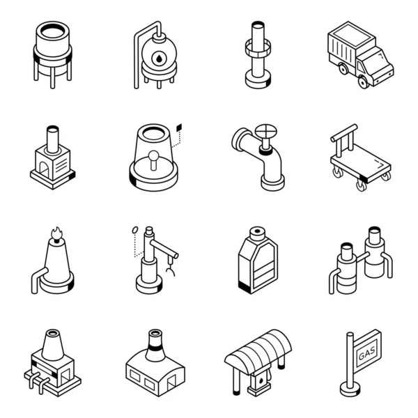 工業用アイコンセットのベクトル図 — ストックベクタ