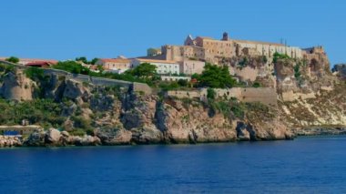 arriving at the Isole Tremiti islands in Apulia, Italy, by boat. High quality 4k footage