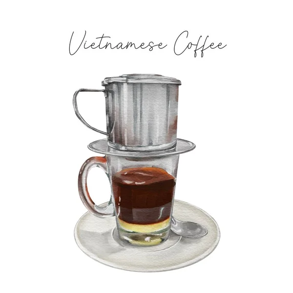 Watercolor Painting of Vietnamese Coffee