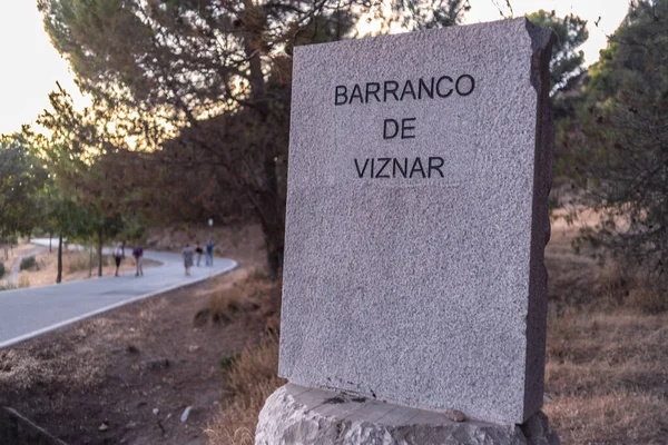 Monolith Reads Ravine Viznar Next Road Goes Viznar Alfacar People — Stockfoto