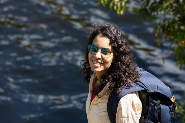Woman Hiking River Cerrrado Biome West Central Brazil Lifestyle Nature — Foto Stock