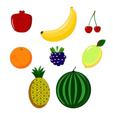 Meyveli karpuz, ananas, nar, portakal, muz, kiraz, böğürtlen, mango