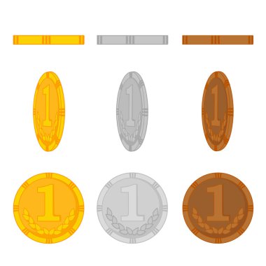 Bir dizi altın, gümüş ve bakır sikke.