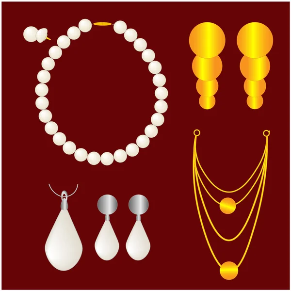 Koyu kırmızı arka planda mücevherler. Vektör illüstrasyonu