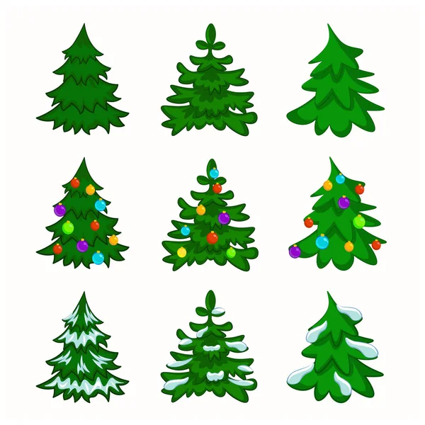 Ένα Σετ Από Έλατα Στο Χιόνι Ένα Χριστουγεννιάτικο Δέντρο Εικονογράφηση — Διανυσματικό Αρχείο