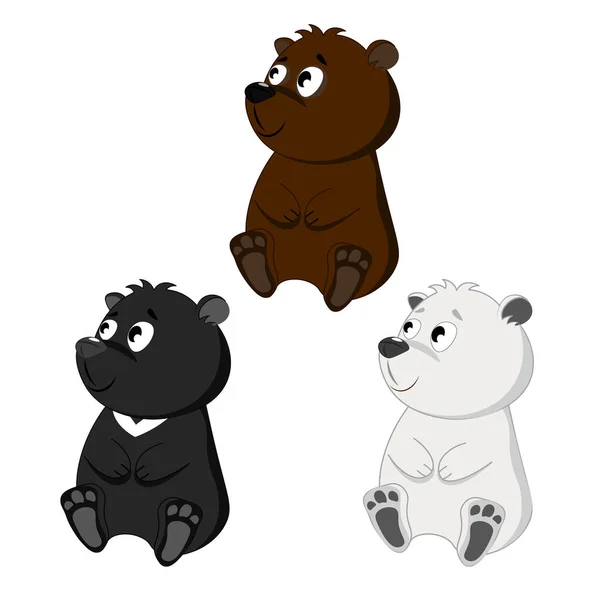 Ensemble Petits Mignons Ours Polaire Ours Brun Grizzli Illustration Vectorielle — Image vectorielle