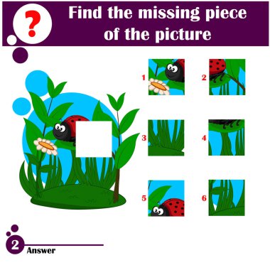 Tatlı uğurböceği olan anaokulu çocukları için yapboz oyununun çizgi film çizimi