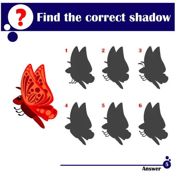 Doğru gölgeyi bul, çocuklar için kelebek hakkında eğitim oyunu