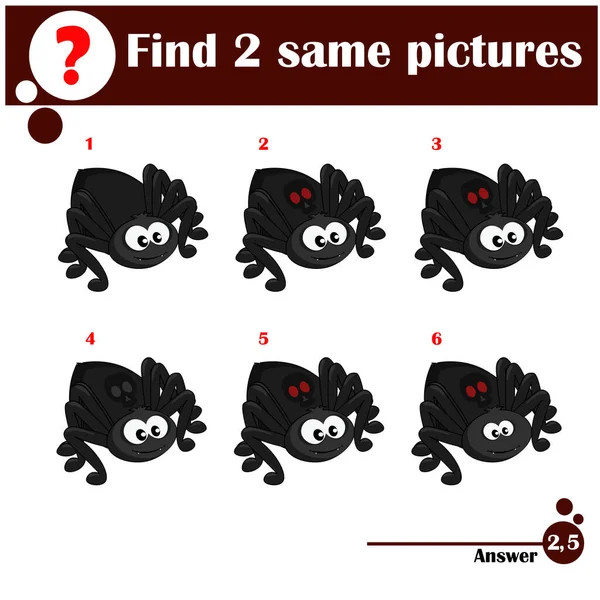 Aynı iki resmi bul. Çocuk eğitim oyunları koleksiyonu. Şirin örümcek.