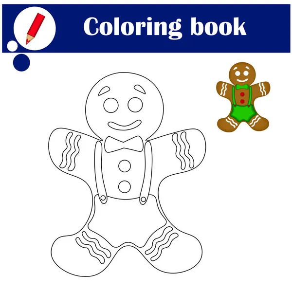 Çocuklar için eğitici bir oyun. Boyama kitabı. Tatlı zencefilli ekmeği boya adamım.