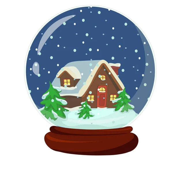 Mavi arka planda izole edilmiş ev manzaralı kartopu