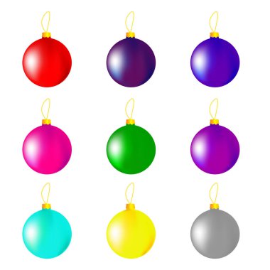 Çok renkli Noel topları kümesi