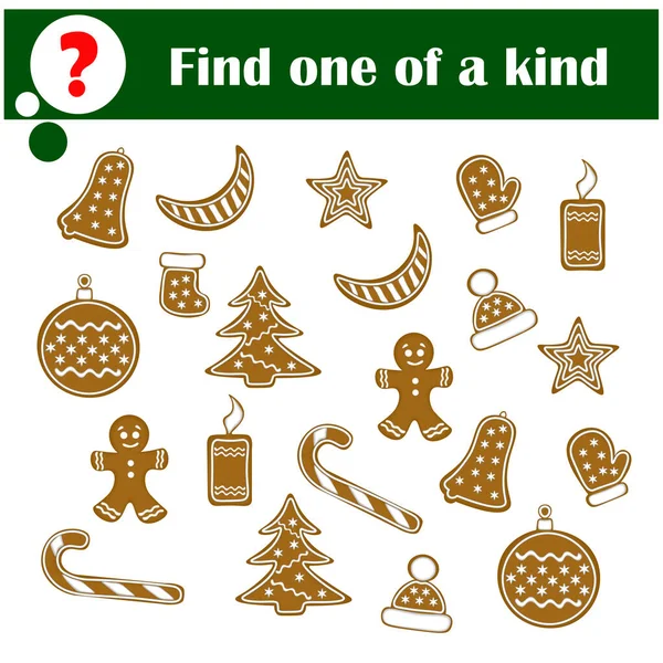 Çocuklar için eğitici bir oyun. Aynı türden bir şey bul. Bayram zencefilli kurabiyesi. Çocuklar için çizgi film vektör çizimi