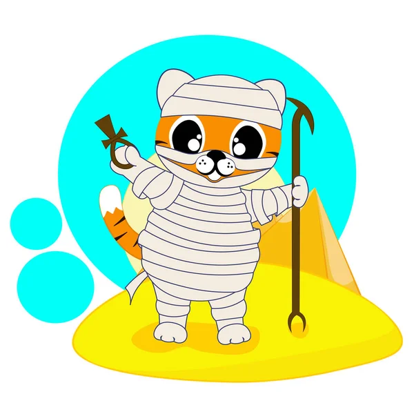 Cute Tiger Cartoon Illustration Illustration Mummy Tiger Cartoon Vector Illustration — Stockový vektor