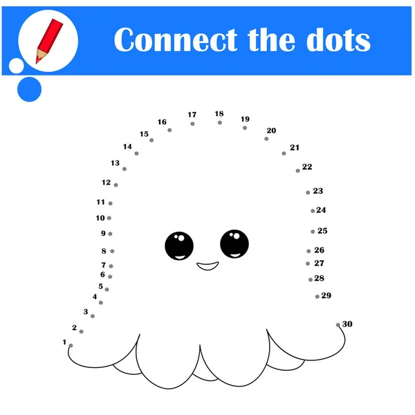 Sevimli küçük ahtapot. Ahtapotu çizmek için noktaları numaralara göre birleştir. Noktadan noktaya