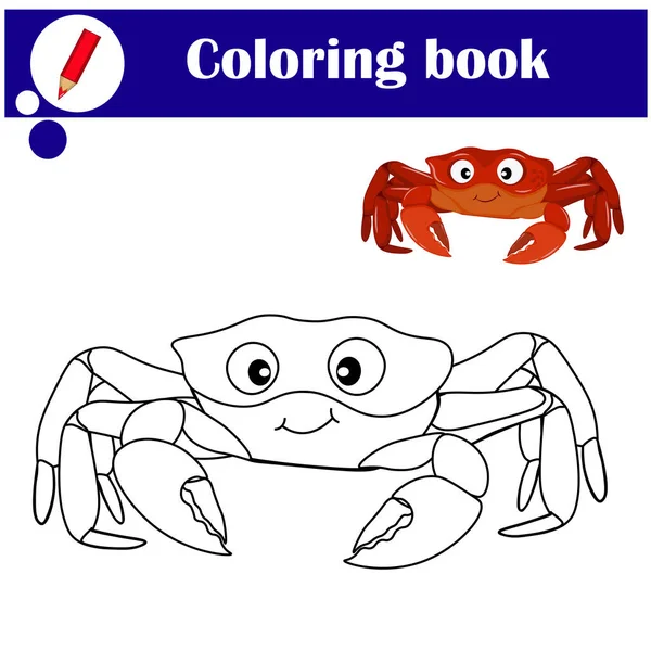 Lernspiel für Kinder. Rote Krabbe. Malbuch — Stockvektor