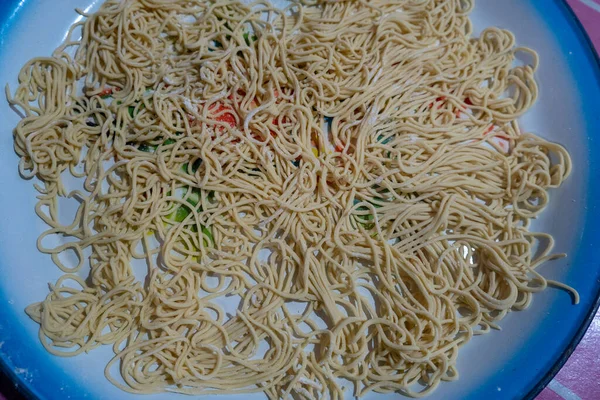 Fideos Instantáneos Con Verduras Palillos — Foto de Stock