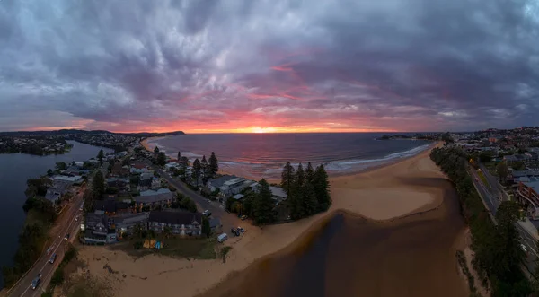 Terrigal Lagoon Sunrise View Drone — Stock fotografie