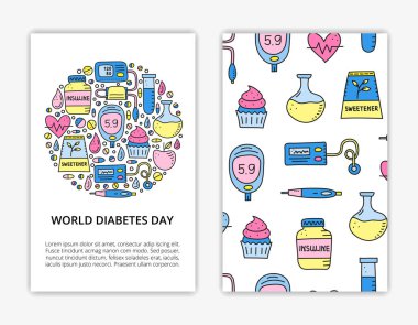 Kart şablonları ve karalama renkli diyabet ürünleri. Kullanılan kırpma maskesi.