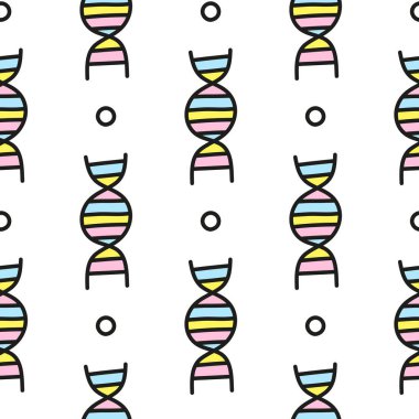 Karalama renkli DNA molekülleri ya da Spiral Deoksiribonükleik asitlerle basit ve pürüzsüz bir desen..