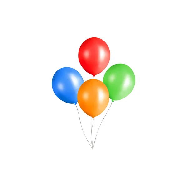 Stelletje Kleurrijke Glanzende Helium Ballonnen Geïsoleerd Witte Achtergrond — Stockvector