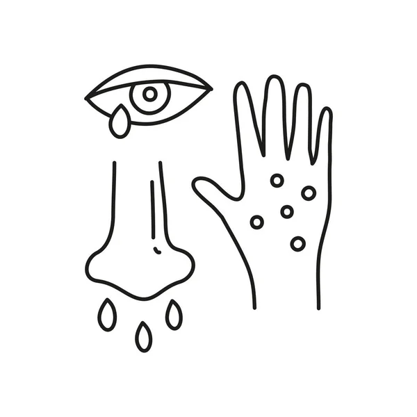 Groep Van Doodle Omtrek Allergie Pictogrammen Waaronder Neus Runny Eye — Stockvector