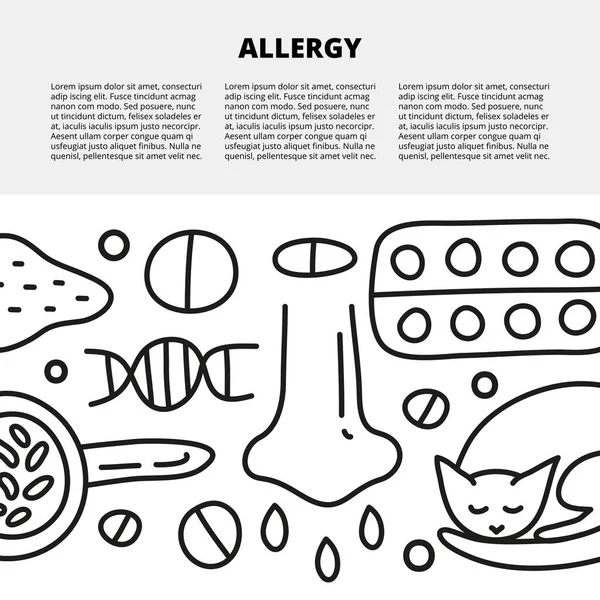Modèle Article Avec Espace Pour Texte Les Icônes Allergie Contour — Image vectorielle