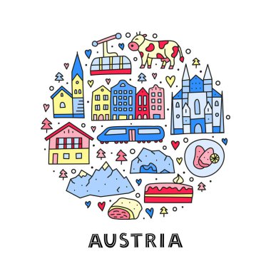 Doodle, Viyana Katedrali, tren, dağ evi, kilise, Alp dağları, inek, mağara, bayrak, şnitzel, turta, daire şeklinde vb..