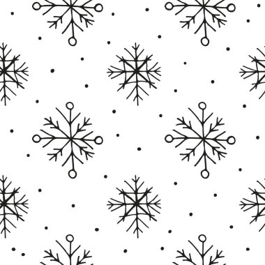 Elle çizilmiş siyah ve beyaz desenli. Mürekkep, kar taneleri, noktalar..