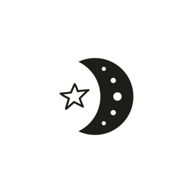 El çizimi siyah göksel bohem ay hilal simgesi ve beyaz arka planda izole edilmiş yıldız. Ay çocuk illüstrasyonu. Boho şık silueti.