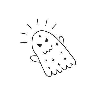 Beyaz arkaplanda karalama çizgisi hayalet simgesi izole.