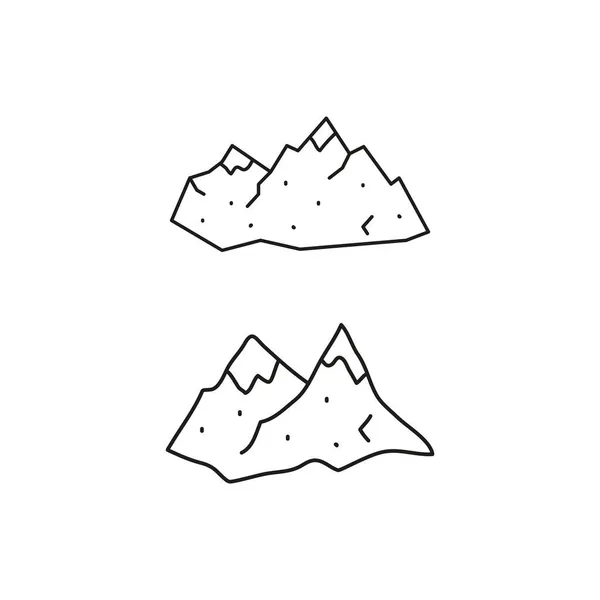 Eenvoudige Doodle Omtrek Bergen Geïsoleerd Witte Achtergrond Handgetekende Alpen Illustratie — Stockvector