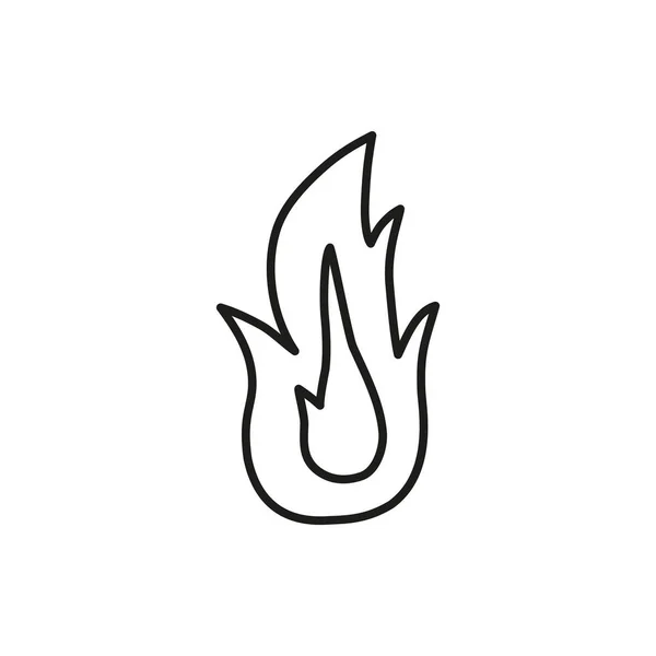 落書きアウトライン白地に隔離された炎のアイコン — ストックベクタ