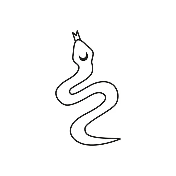 Doodle Bosquejo Serpiente Icono Aislado Sobre Fondo Blanco Reptil Bohemio — Vector de stock