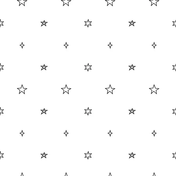 Padrão Sem Costura Preto Branco Com Diferentes Estrelas Esboço Doodle — Vetor de Stock